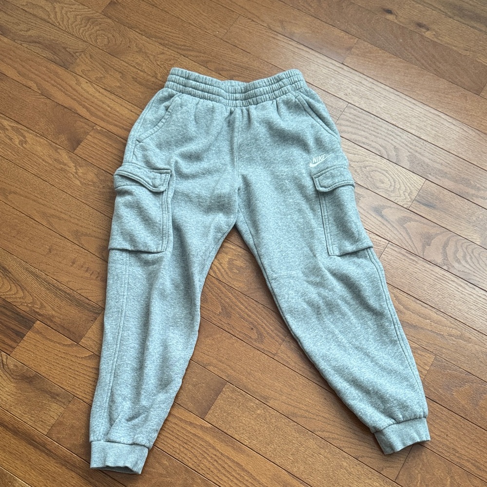 Nike Gray Fleece Joggers with Elastic Waistband